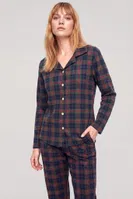 Kadın Lacivert Ekose Desenli Düğmeli Pijama Takımı Akbeniz 27957 Lacivert farklı açı