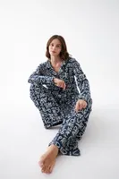 Kadın Lacivert Paris Yazılı Düğmeli Pamuklu Pijama Takımı Akbeniz 27952 Lacivert görsel 7