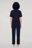 Kadın Lacivert Polo Yaka Pijama Takımı Akbeniz Y2100 Lacivert görsel 4