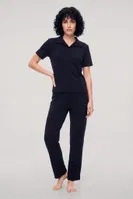 Kadın Lacivert Polo Yaka Pijama Takımı Akbeniz Y2100 Lacivert