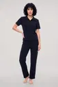 Kadın Lacivert Polo Yaka Pijama Takımı Akbeniz Y2100