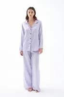 Kadın Lila Oversize Saten Pijama Takımı Akbeniz 27960 Lila görsel 4