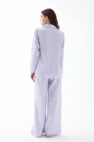 Kadın Lila Oversize Saten Pijama Takımı Akbeniz 27960 Lila görsel 6