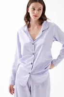 Kadın Lila Oversize Saten Pijama Takımı Akbeniz 27960 Lila görsel 5