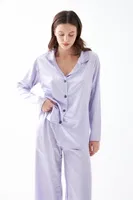 Kadın Lila Oversize Saten Pijama Takımı Akbeniz 27960 Lila farklı açı