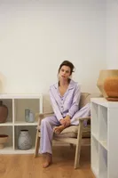 Kadın Lila Oversize Saten Pijama Takımı Akbeniz 27960 Lila
