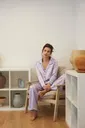 Kadın Lila Oversize Saten Pijama Takımı Akbeniz 27960