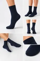 Kadın Likralı Bambu Düz Soket Çorap 6'lı Paket Confeo C832-001 Lacivert