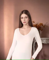 Kadın Likralı Uzun Kol V Yaka Fanila Confeo C801-005