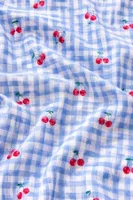 Kadın Mavi Pötikare Kiraz Desenli Fırfırlı Pijama Takımı Bella Notte 61239 Mavi görsel 6