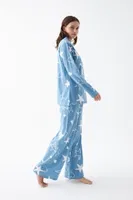 Kadın Mavi Yıldız Desenli Düğmeli Pamuklu Pijama Takımı Akbeniz 27953 Mavi farklı açı