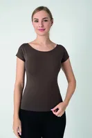 Kadın Modal Çıkma Kol T-shirt Confeo C801-031 Kahverengi detay görünüm