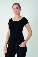 Kadın Modal Çıkma Kol T-shirt Confeo C801-031 Siyah görsel 4