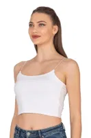 Kadın Modal Pamuklu Likralı Esnek Rahat Vücuda Oturan Spagetti Askılı Örme Crop Atlet Özkan 27370 Beyaz farklı açı