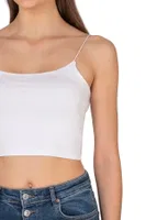 Kadın Modal Pamuklu Likralı Esnek Rahat Vücuda Oturan Spagetti Askılı Örme Crop Atlet Özkan 27370 Beyaz görsel 6