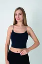 Kadın Modal Spagetti Askılı Crop T-shirt Confeo C801-037