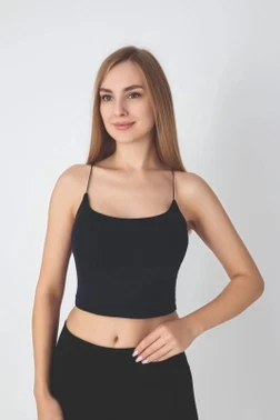 Kadın Modal Spagetti Askılı Crop T-shirt Confeo C801-037 - Alternatif Görünüm