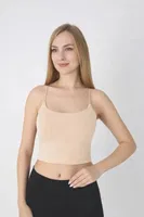 Kadın Modal Spagetti Askılı Crop T-shirt Confeo C801-037 Ten farklı açı