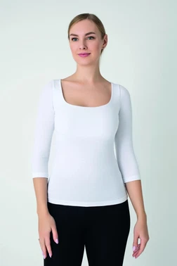 Kadın Modal U Yaka 3/4 Kol T-shirt Confeo C801-035