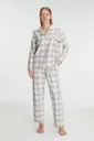 Kadın Pamuklu Kare Desenli Uzun Kollu Gömlek Pijama Takımı Anıl 11252