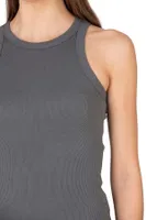 Kadın Pamuklu Kaşkorse Fitilli Esnek Rahat Halter Yaka Geniş Biyeli Örme Atlet Özkan 27464 Antrasit görsel 5