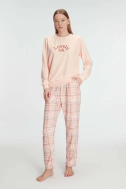 Kadın Pamuklu Kışlık Uzun Kollu Pijama Takımı Anıl 11307