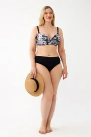 Kadın Papatya Desenli Gri Büyük Beden Bikini Takımı Akbeniz 35022