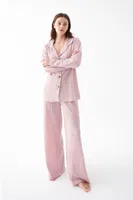 Kadın Pembe Önden Düğmeli Rahat Kesim Pijama Takımı Akbeniz 27956 Pembe görsel 5