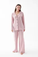 Kadın Pembe Önden Düğmeli Rahat Kesim Pijama Takımı Akbeniz 27956 Pembe görsel 6