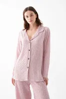 Kadın Pembe Önden Düğmeli Rahat Kesim Pijama Takımı Akbeniz 27956 Pembe detay görünüm