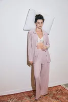 Kadın Pembe Önden Düğmeli Rahat Kesim Pijama Takımı Akbeniz 27956 Pembe
