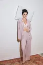 Kadın Pembe Önden Düğmeli Rahat Kesim Pijama Takımı Akbeniz 27956