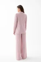 Kadın Pembe Önden Düğmeli Rahat Kesim Pijama Takımı Akbeniz 27956 Pembe görsel 4
