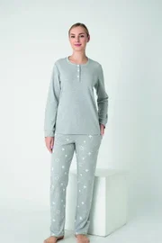 Kadın Penye İnterlok Patlı Uzun Kol Pijama Takım Confeo C840-941