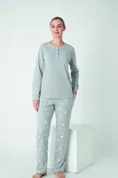 Kadın Penye İnterlok Patlı Uzun Kol Pijama Takım Confeo C840-941 Görsel