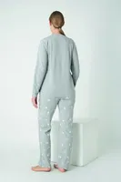 Kadın Penye İnterlok Patlı Uzun Kol Pijama Takım Confeo C840-941 Görsel detay görünüm