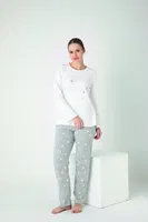 Kadın Penye İnterlok Uzun Kol Pijama Takım Confeo C840-942 Görsel