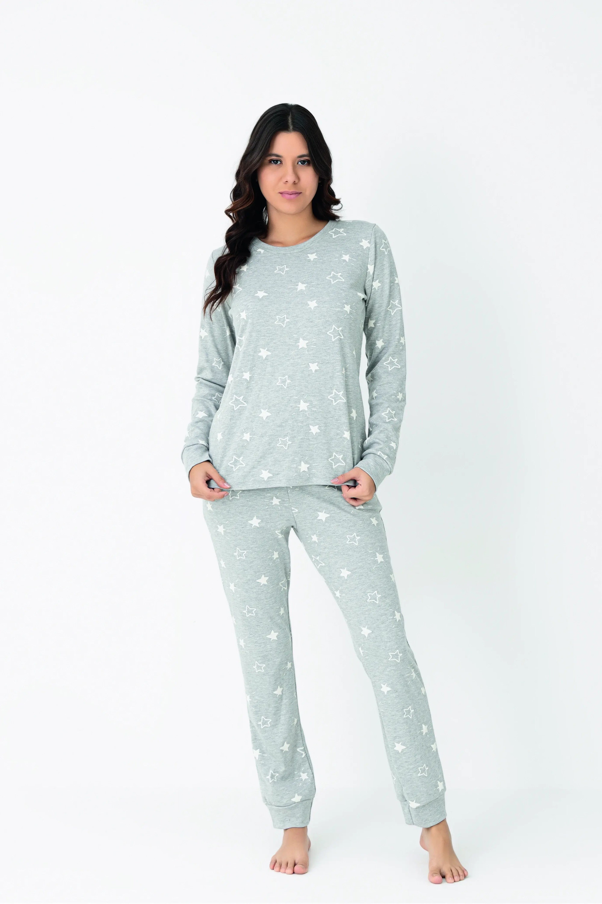 Kadın Penye İnterlok Uzun Kol Pijama Takım Confeo C840-944