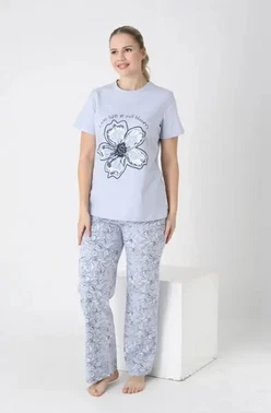 Kadın Penye Süprem Kısa Kol Pijama Takım Confeo C840-933 - Alternatif Görünüm