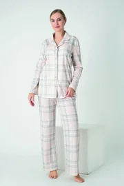 Kadın Penye Süprem Önü Düğmeli Uzun Kol Pijama Takım Confeo C840-924