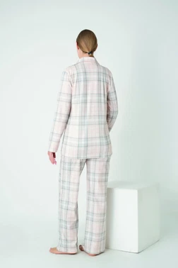 Kadın Penye Süprem Önü Düğmeli Uzun Kol Pijama Takım Confeo C840-924 - Alternatif Görünüm