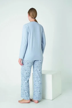 Kadın Penye Süprem Patlı Uzun Kol Pijama Takım Confeo C840-931 - Alternatif Görünüm