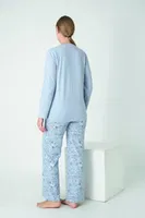 Kadın Penye Süprem Patlı Uzun Kol Pijama Takım Confeo C840-931 Görsel detay görünüm