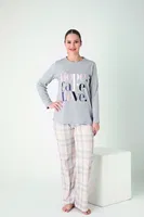 Kadın Penye Süprem Uzun Kol Pijama Takım Confeo C840-923 Gri