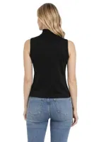 Kadın Premium Kumaş Pamuklu Modal Balıkçı Yaka Sıfır Kol Body T-Shirt Bluz Özkan 27813 Siyah görsel 6