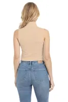 Kadın Premium Kumaş Pamuklu Modal Balıkçı Yaka Sıfır Kol Body T-Shirt Bluz Özkan 27813 Taş görsel 8