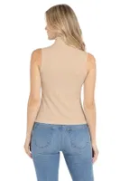 Kadın Premium Kumaş Pamuklu Modal Balıkçı Yaka Sıfır Kol Body T-Shirt Bluz Özkan 27813 Taş görsel 9