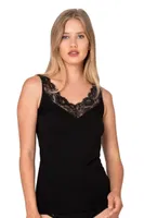 Kadın Premium Kumaş Viskon Kaşkorse Esnek Rahat Yakası Dantel Detaylı Atlet Özkan 27653 Siyah görsel 8