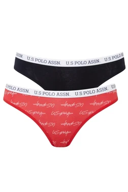 Us. POLO Assn. Kadın Renkli Pamuklu 3'lü Paket Slip Külot Kırmızı - Lacivert - Baskılı 3 lü Slip Us. POLO Assn. 66455