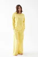 Kadın Sarı Desenli Oversize Kalın Pamuklu Pijama Takımı Akbeniz 2788 Sari görsel 4
